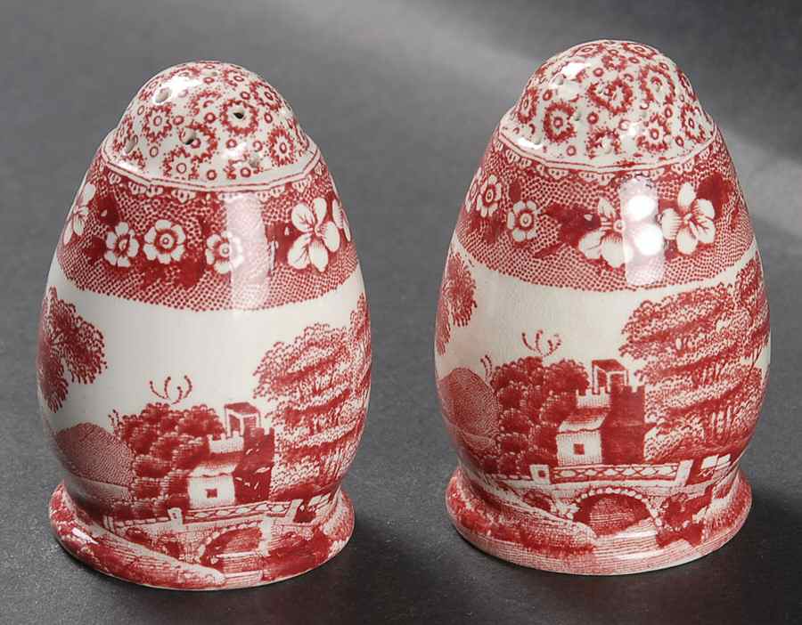 Tower Pink (Older Backstamp) Salt & Pepper Set by Spode-1