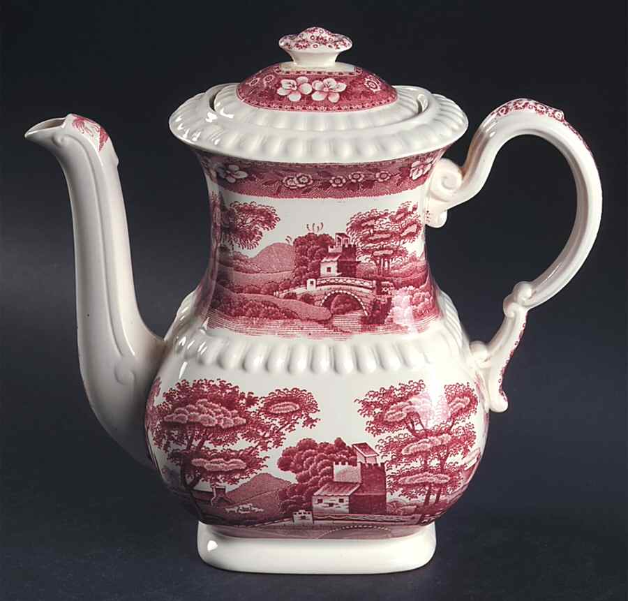 Tower Pink (Older Backstamp) Small Coffee Pot & Lid by Spode-1