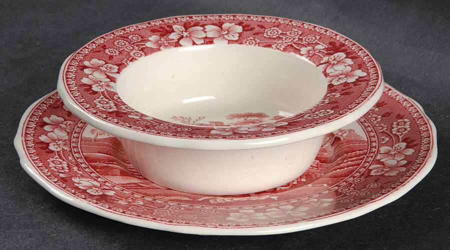 Tower Pink (Older Backstamp) Ramekin & Saucer Set by Spode-1