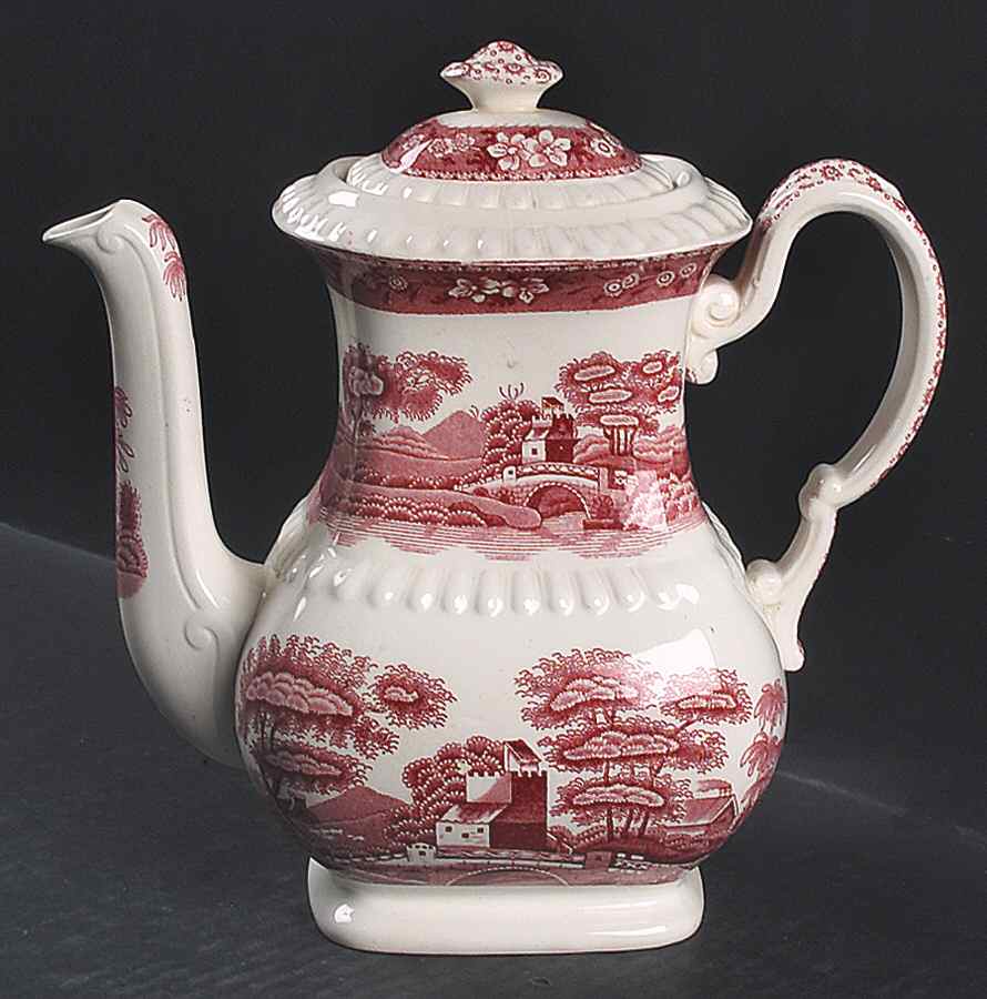Tower Pink (Older Backstamp) Coffee Pot & Lid by Spode-1
