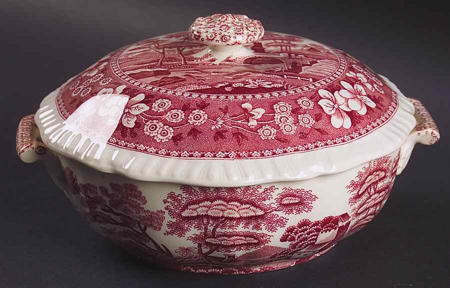Tower Pink (Older Backstamp) Mini Round Covered Vegetable by Spode-1