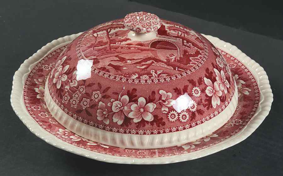 Tower Pink (Older Backstamp) Muffin Dish & Lid by Spode-1