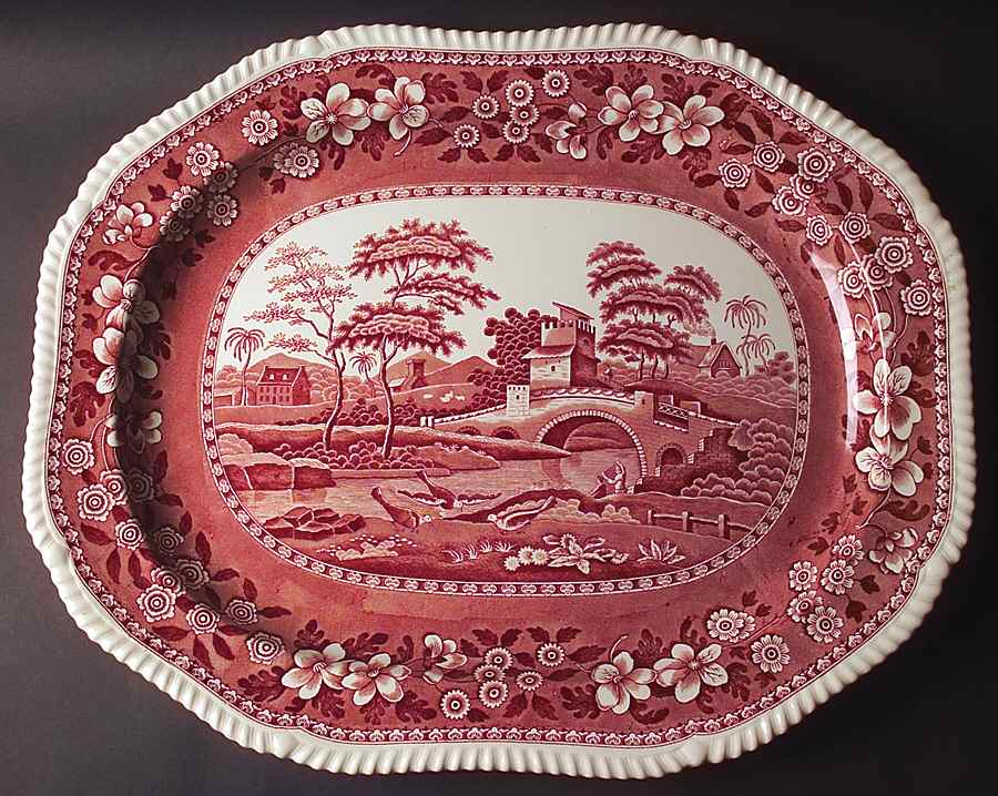 Tower Pink (Older Backstamp) 22" Oval Serving Platter by Spode-1