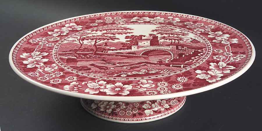 Tower Pink (Older Backstamp) 12" Diameter Pedestal Cake Stand by Spode-1