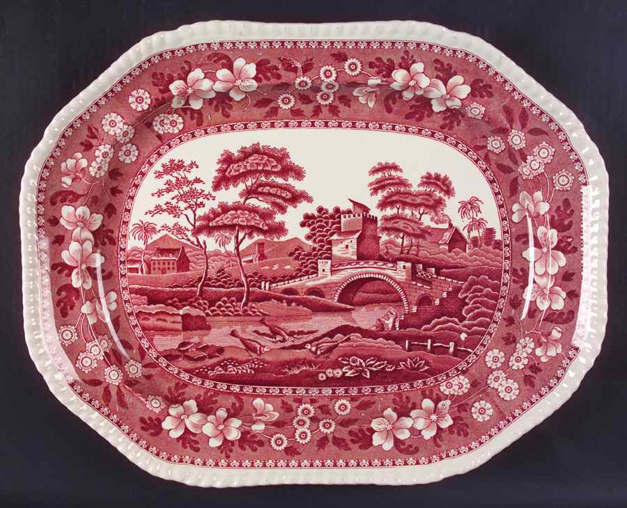 Tower Pink (Older Backstamp) 17" Oval Serving Platter by Spode-1