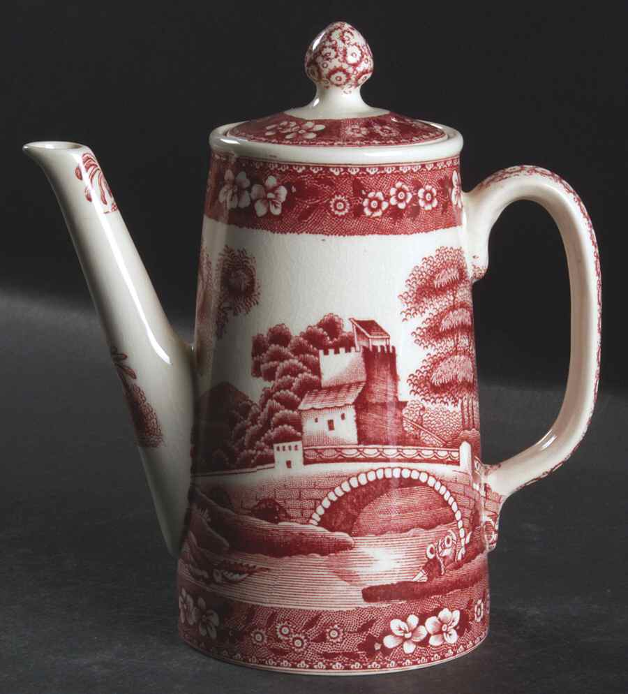 Tower Pink (Older Backstamp) Individual Coffee Pot & Lid by Spode-1