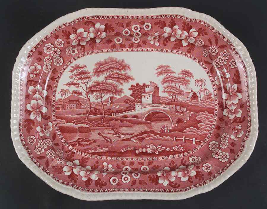 Tower Pink (Older Backstamp) 15" Oval Serving Platter by Spode-1