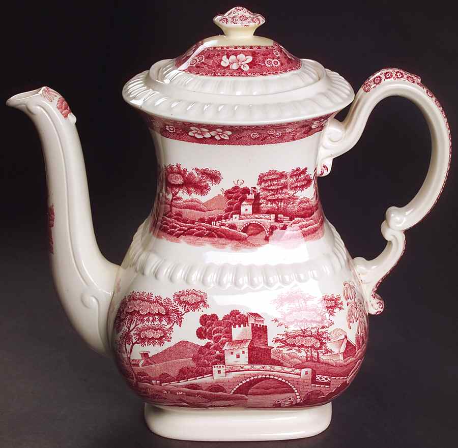 Tower Pink (Older Backstamp) Coffee Pot & Lid by Spode-1
