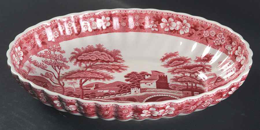 Tower Pink (Older Backstamp) 9" Oval Berry Bowl by Spode-1