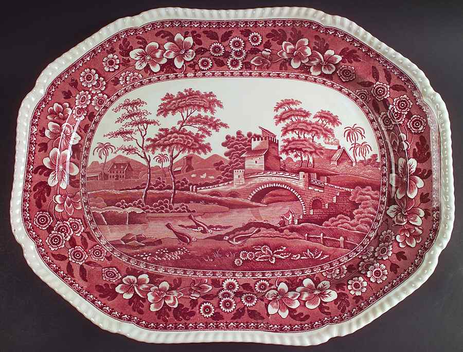 Tower Pink (Older Backstamp) 18" Oval Serving Platter by Spode-1