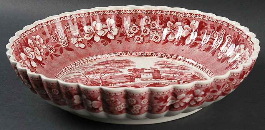 Tower Pink (Older Backstamp) 10" Round Fluted Bowl by Spode-1