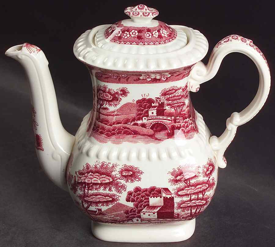 Tower Pink (Older Backstamp) Mini Coffee Pot & Lid by Spode-1