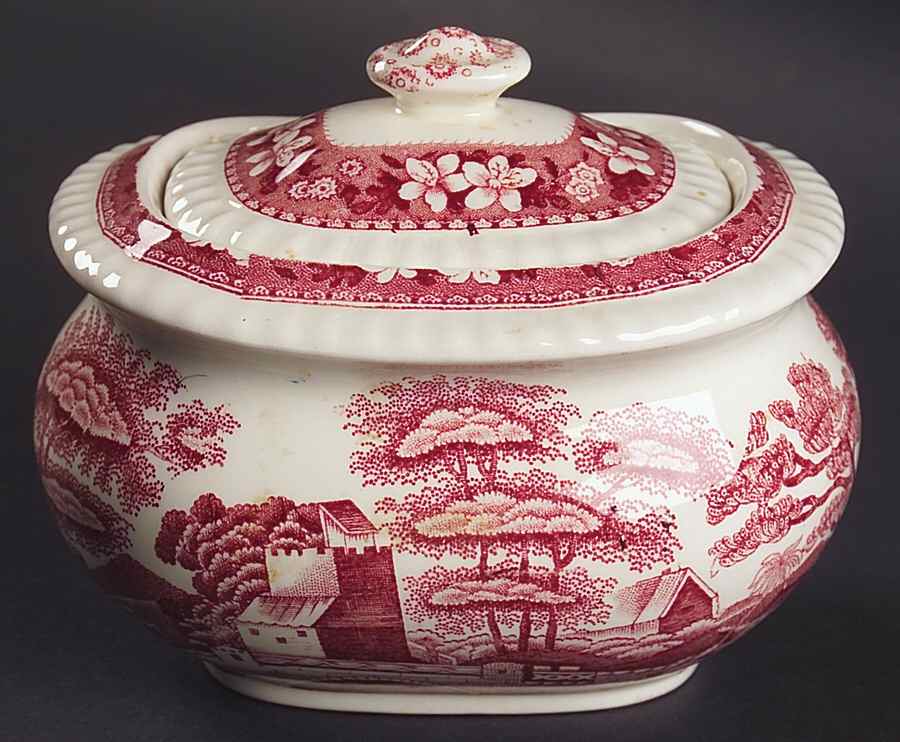 Tower Pink (Older Backstamp) Sugar Bowl & Lid by Spode-1
