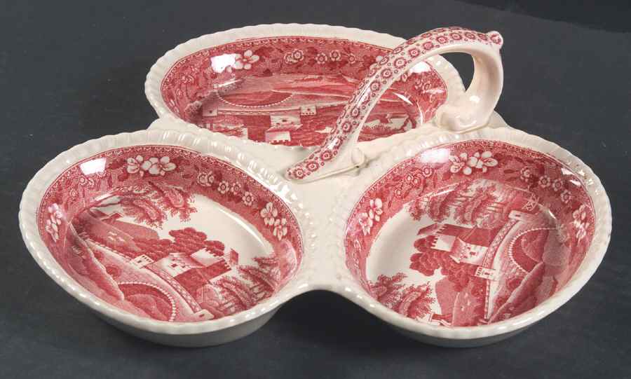Tower Pink (Older Backstamp) 3-Part Relish by Spode-1