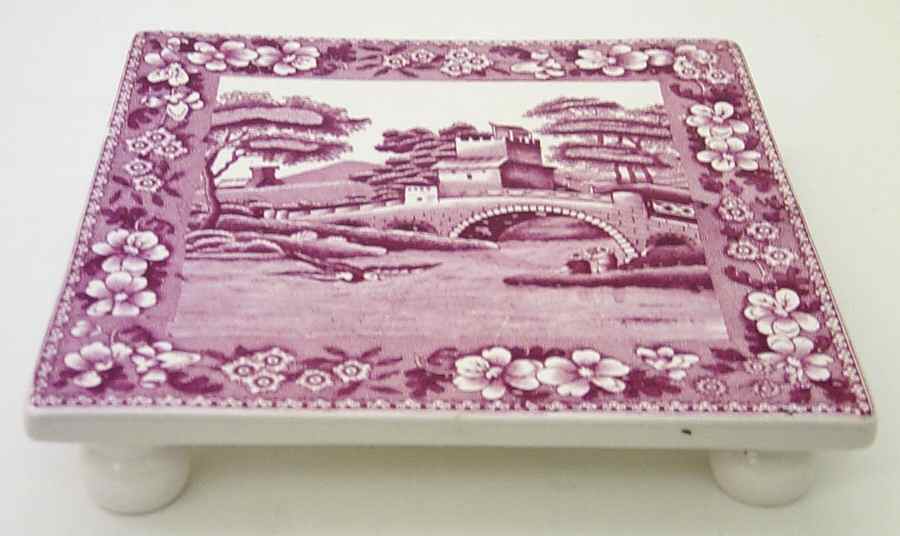 Tower Pink (Older Backstamp) 4 Toed Trivet by Spode-1