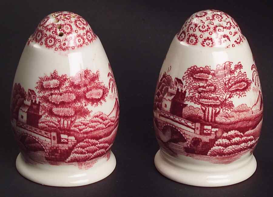 Tower Pink (Older Backstamp) Salt & Pepper Set by Spode-1