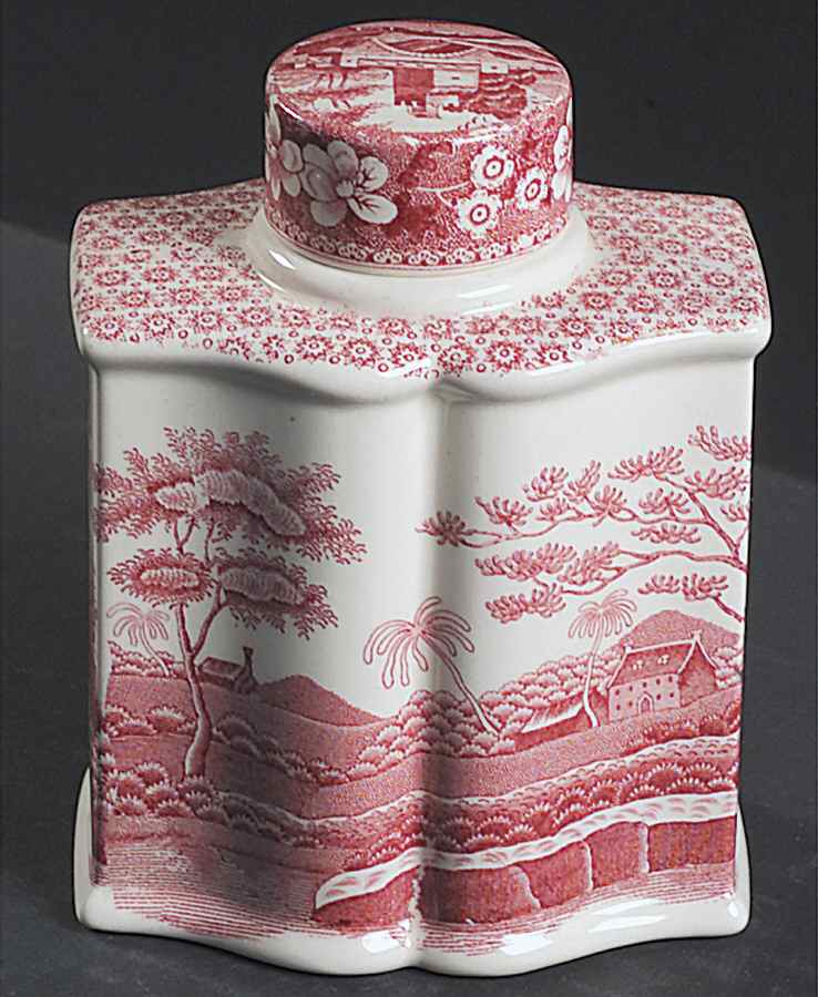 Tower Pink (Older Backstamp) Tea Caddy & Lid by Spode-1