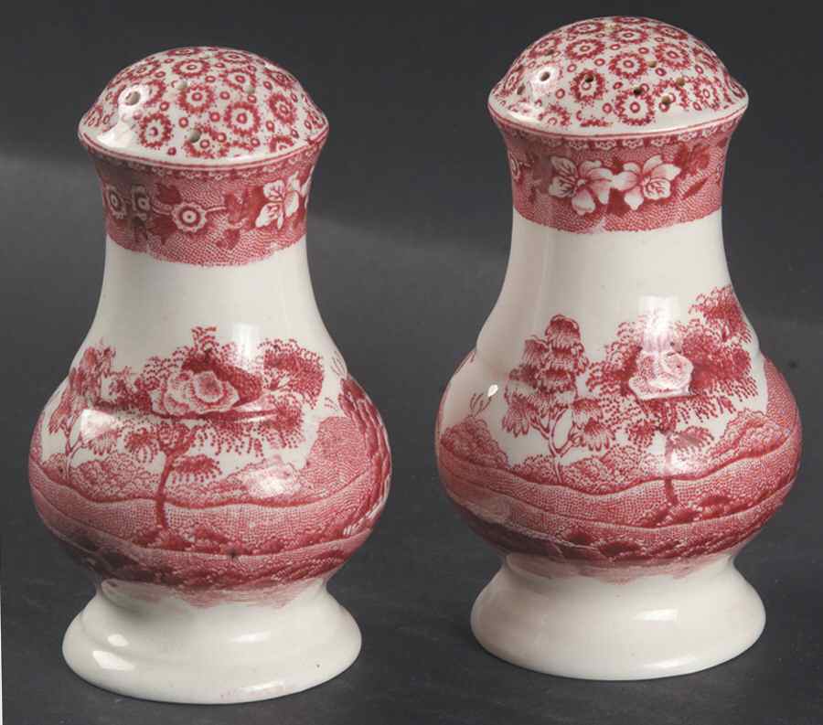 Tower Pink (Older Backstamp) Salt & Pepper Set by Spode-1
