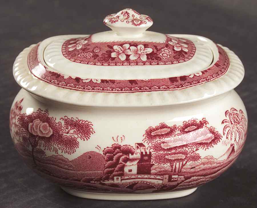 Tower Pink (Older Backstamp) Sugar Bowl & Lid by Spode-1