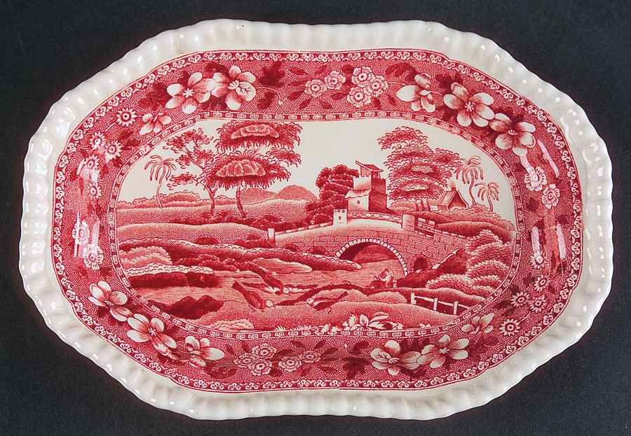 Tower Pink (Older Backstamp) Relish/Gravy Underplate by Spode-1