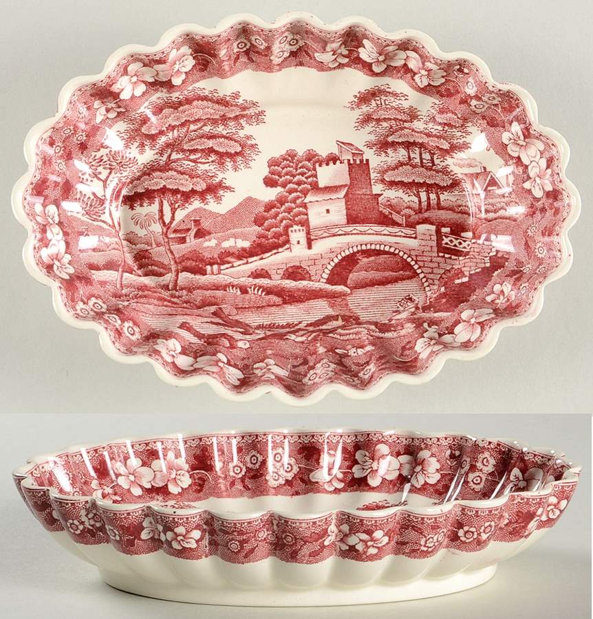 Tower Pink (Older Backstamp) 7" Oval Sweet Meat Dish by Spode-1