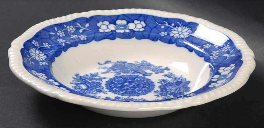 Trophies (Blue) Rim Soup Bowl by Spode-1