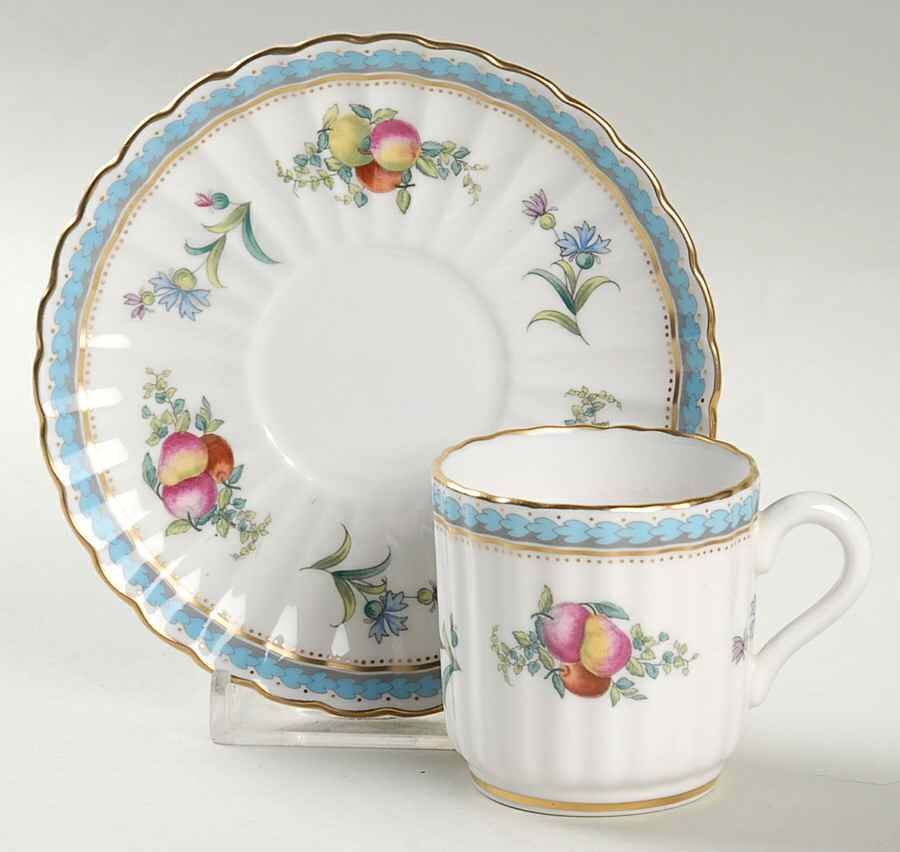 Trapnell Sprays  (ENGLAND) Flat Demitasse Cup & Saucer Set by Spode-1