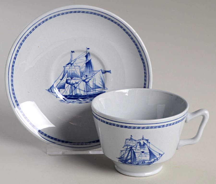 Trade Winds Blue London Shape Footed Cup & Saucer Set by Spode-1