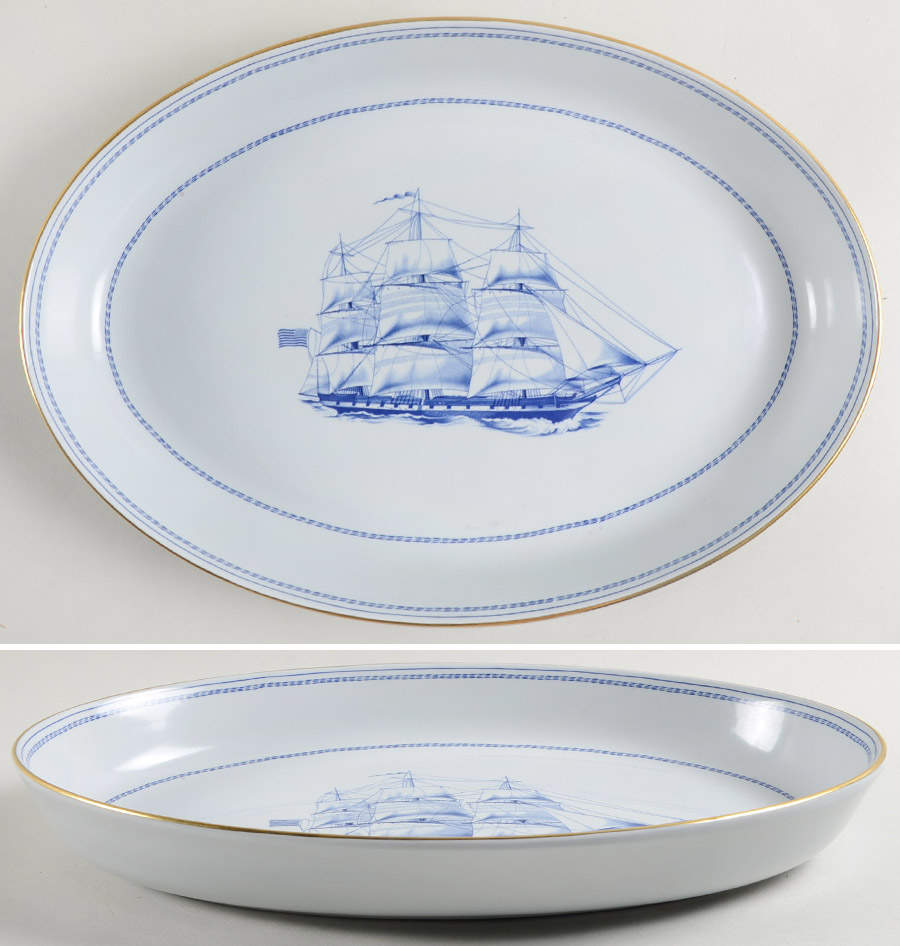 Trade Winds Blue 14" Oval Baker by Spode-1