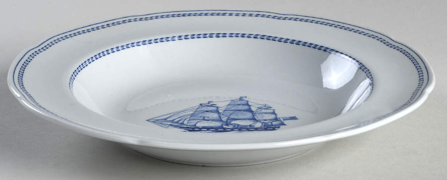 Trade Winds Blue Large Rim Soup Bowl by Spode-1