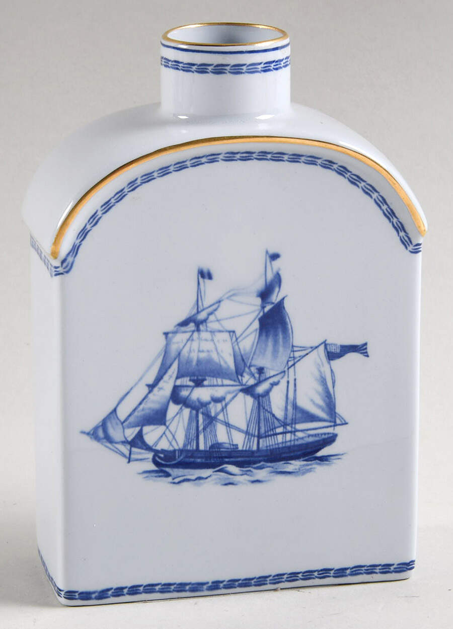 Trade Winds Blue Tea Caddy No Lid by Spode-1