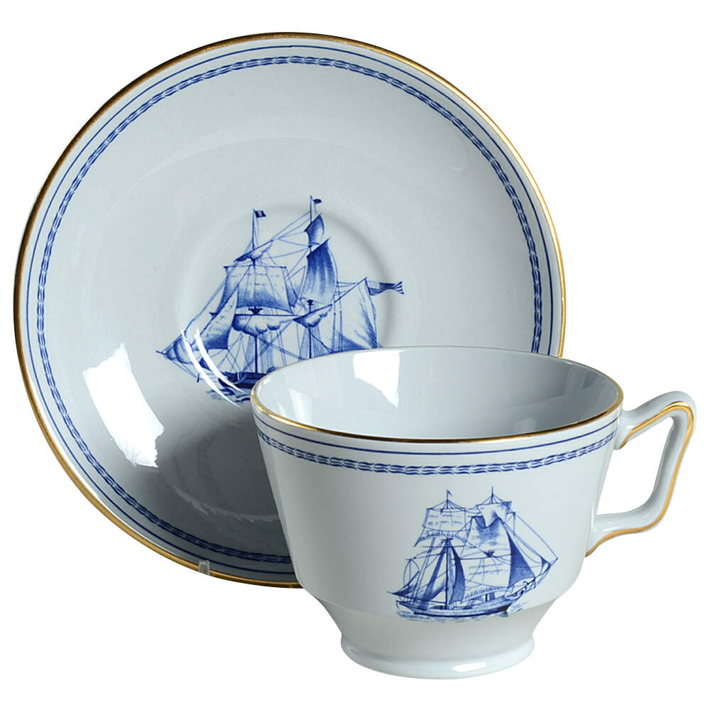 Trade Winds Blue London Shape Footed Cup & Saucer Set by Spode-1