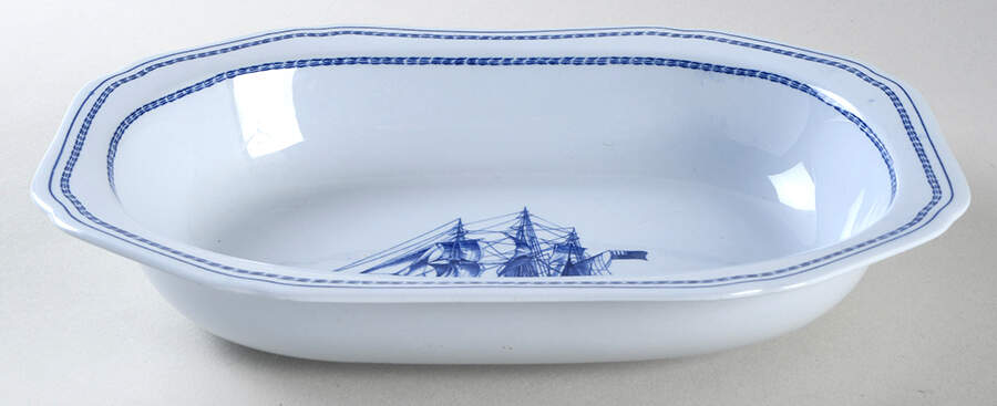 Trade Winds Blue 9" Oval Vegetable Bowl by Spode-1