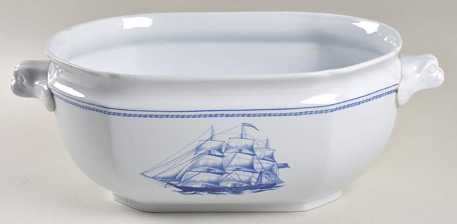 Trade Winds Blue Oval Tureen No Lid by Spode-1