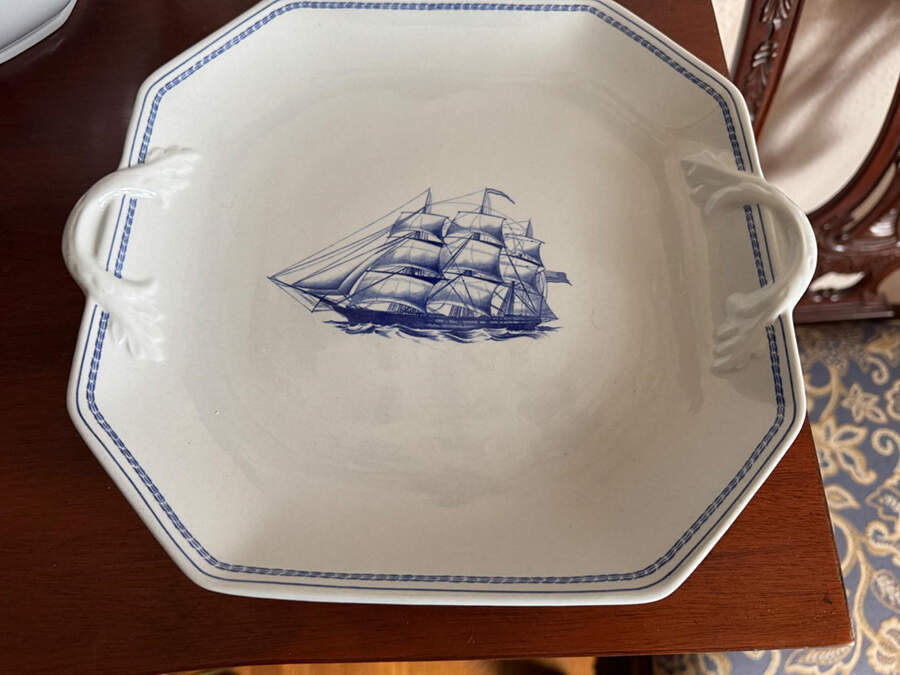 Trade Winds Blue Square Handled Cake Plate by Spode-1