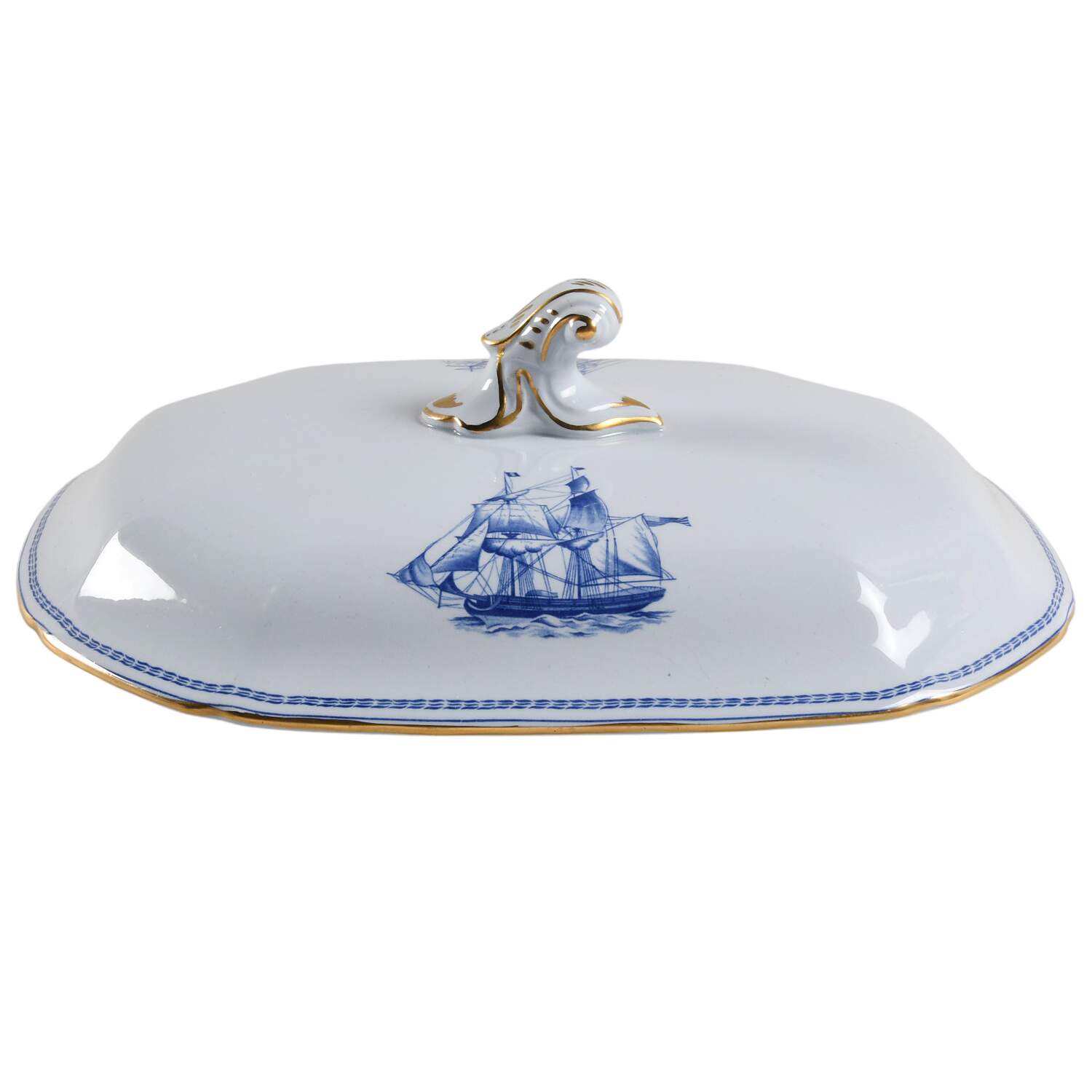 Trade Winds Blue Lid for Oval Vegetable by Spode-1