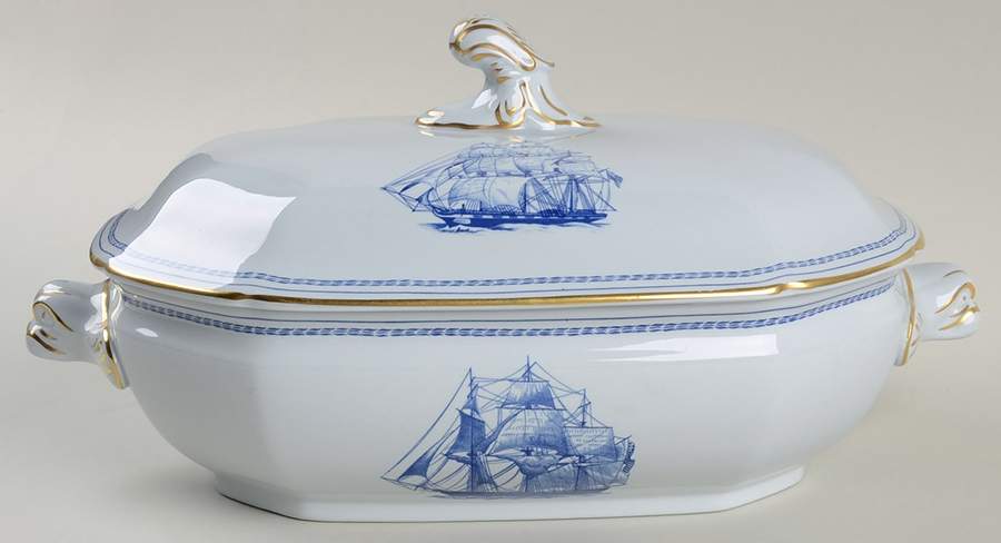 Trade Winds Blue Oval Covered Vegetable by Spode-1
