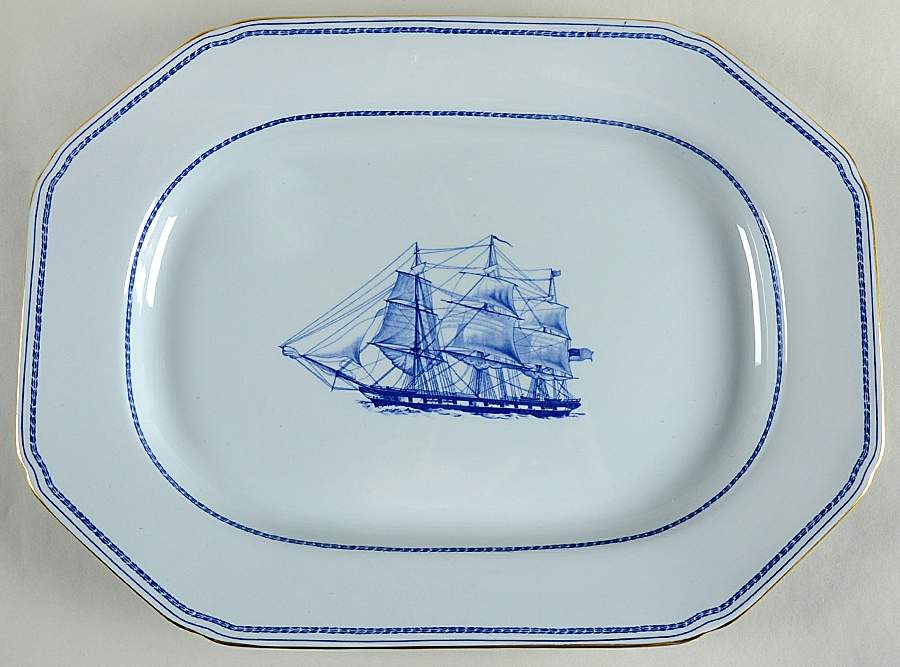 Trade Winds Blue 14" Oval Serving Platter by Spode-1
