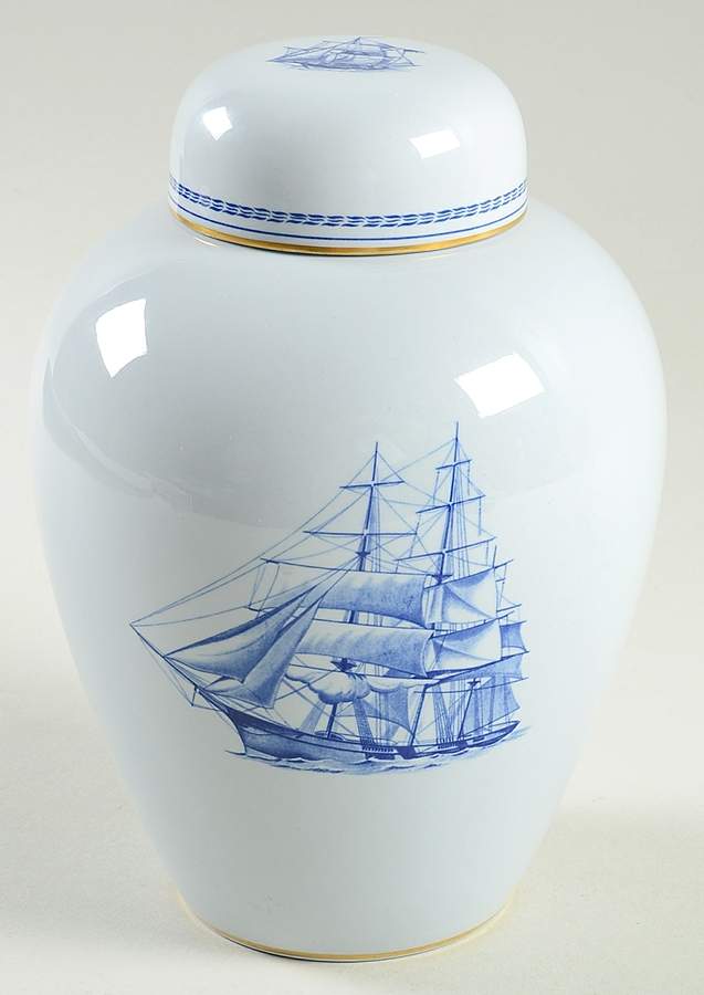 Trade Winds Blue Dog Top Covered Vase by Spode-1