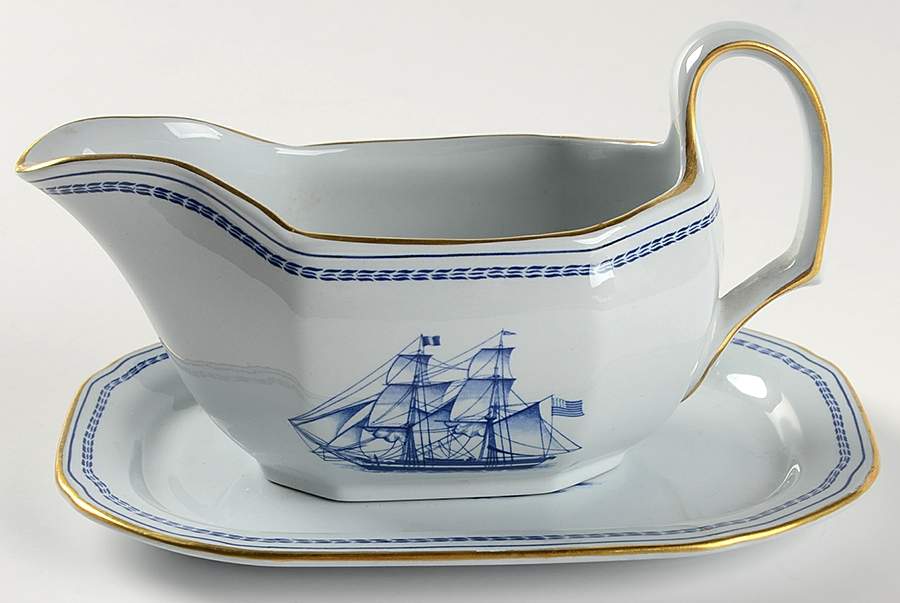 Trade Winds Blue Gravy Boat & Underplate/Relish by Spode-1