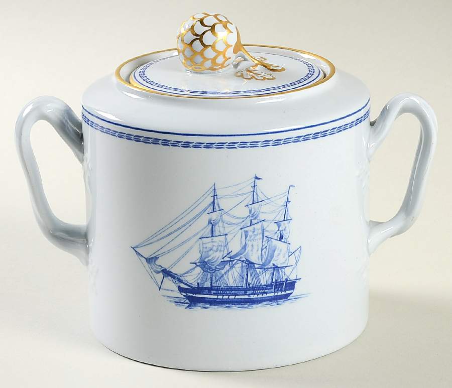 Trade Winds Blue Sugar Bowl & Lid by Spode-1