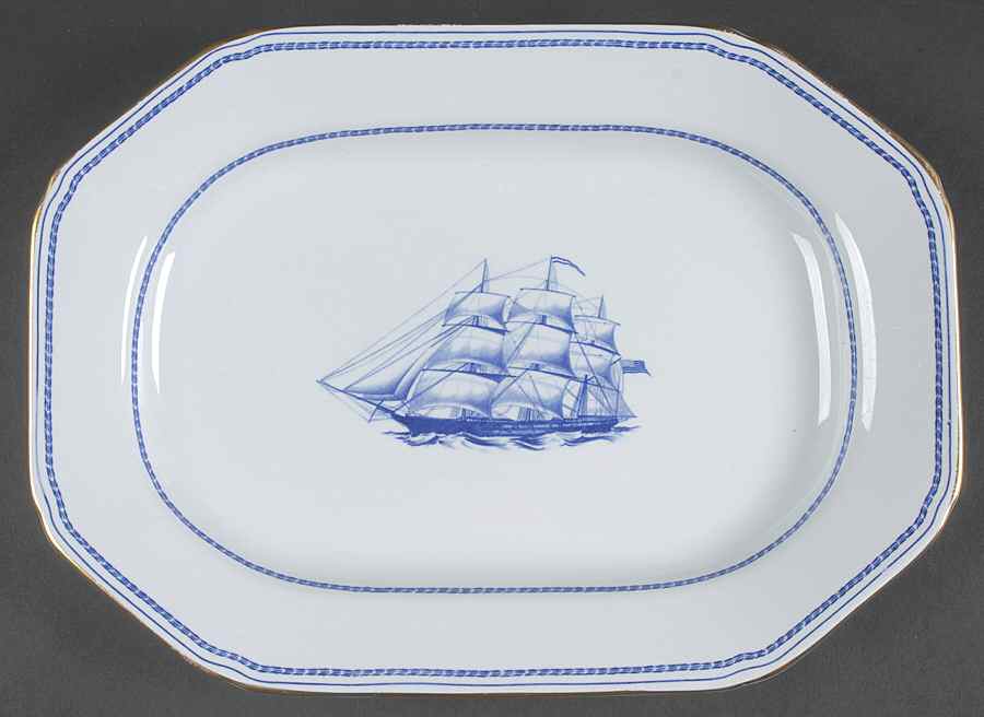 Trade Winds Blue 12" Oval Serving Platter by Spode-1