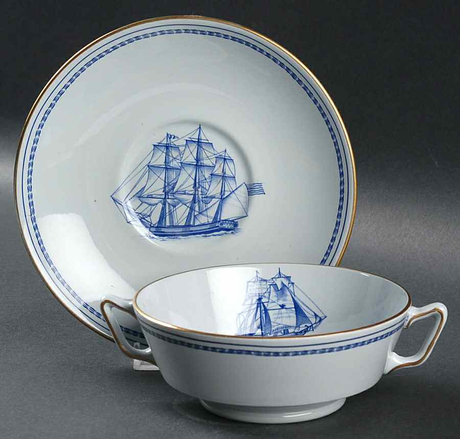 Trade Winds Blue Footed Cream Soup Bowl by Spode-1