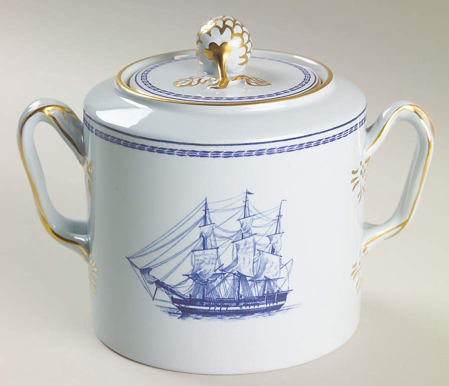 Trade Winds Blue Sugar Bowl & Lid by Spode-1