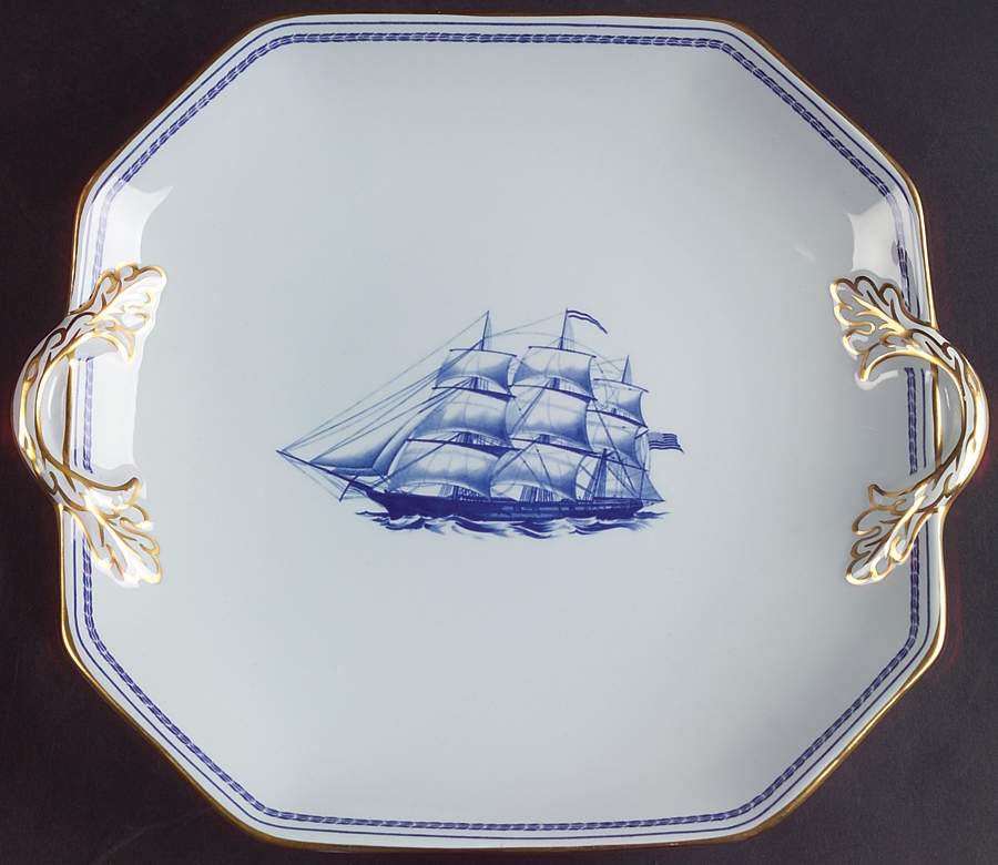 Trade Winds Blue Square Handled Cake Plate by Spode-1