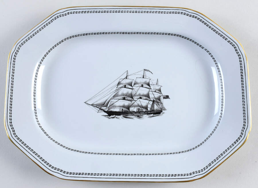 Trade Winds Black 12" Oval Serving Platter by Spode-1