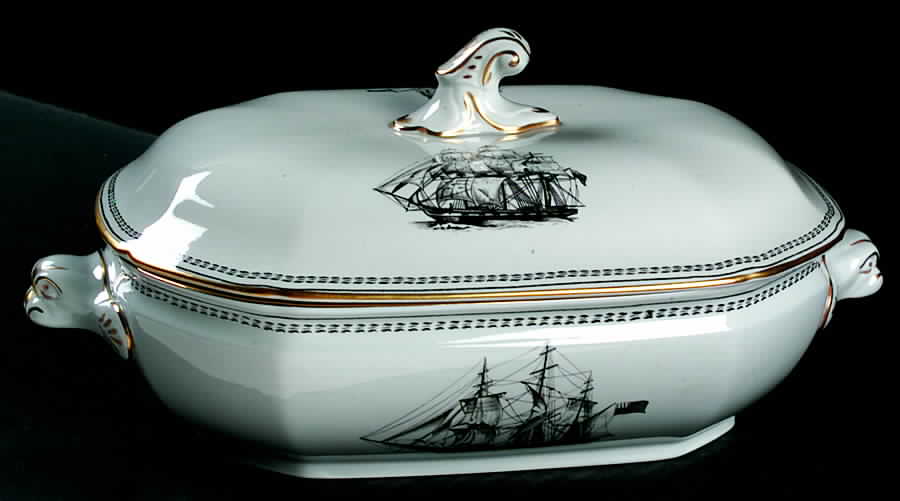 Trade Winds Black Oval Covered Vegetable by Spode-1