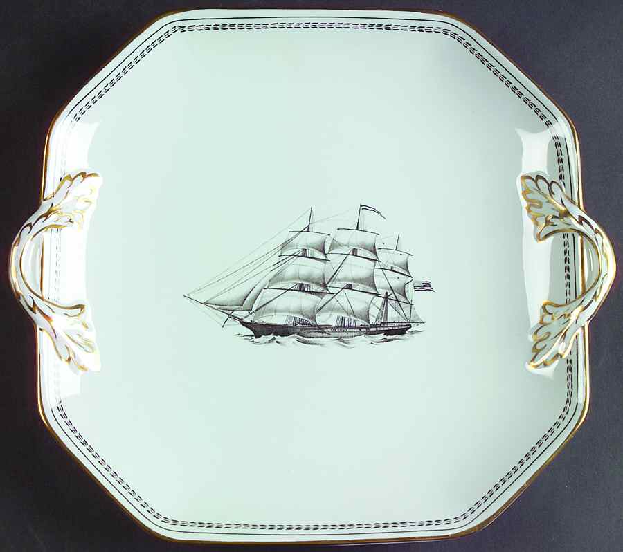 Trade Winds Black Square Handled Cake Plate by Spode-1