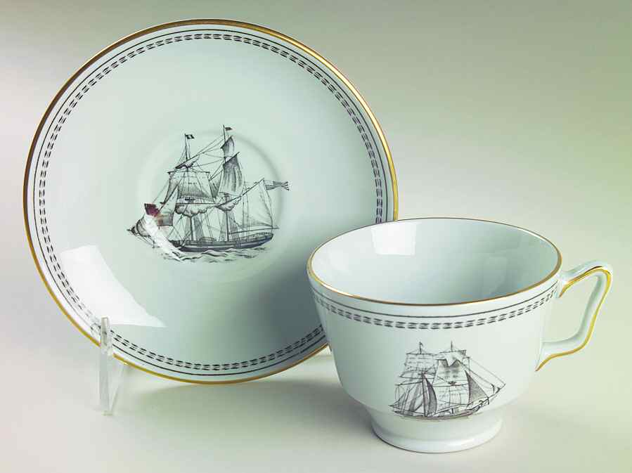 Trade Winds Black London Shape Footed Cup & Saucer Set by Spode-1