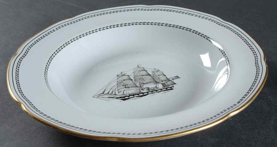 Trade Winds Black Large Rim Soup Bowl by Spode-1
